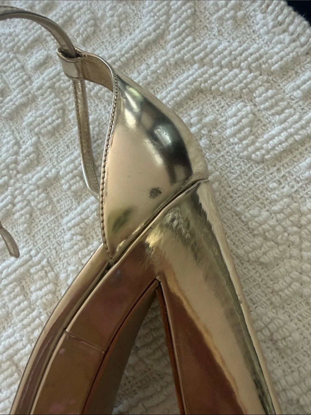 SCHUTZ Metallic Gold Platform Ankle-Strap Sandal